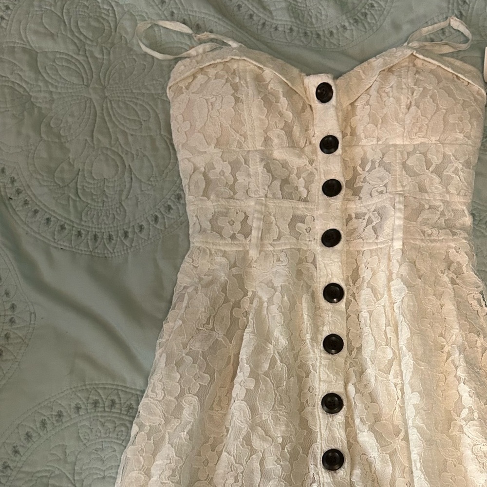White Lace Button-Down Dress